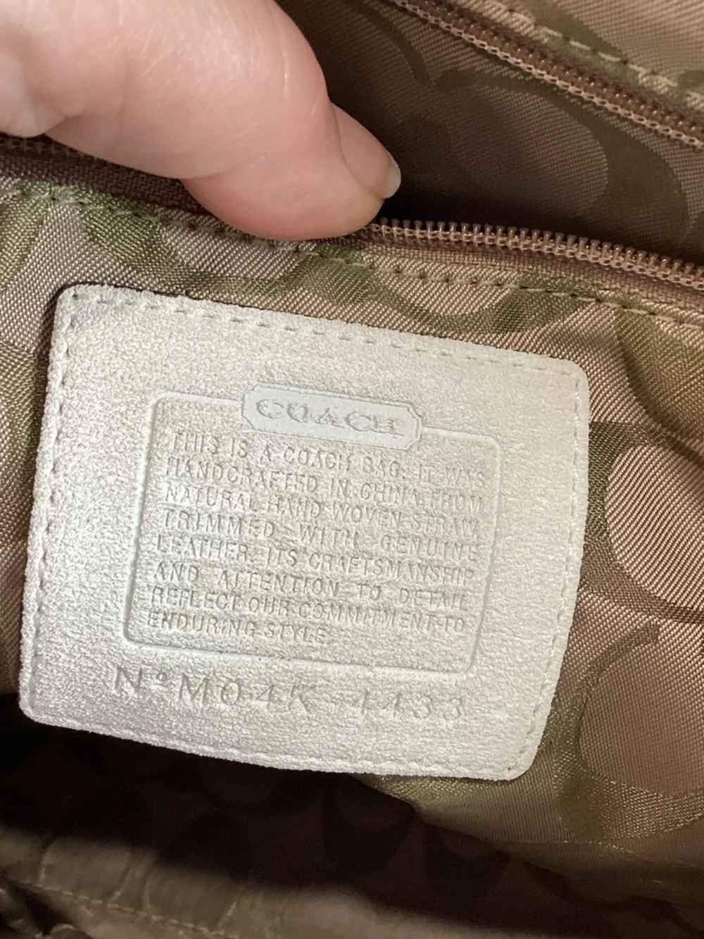 Coach White Leather Suede and Natural Woven Straw Tote with Gold Hardware - Picture 7 of 15